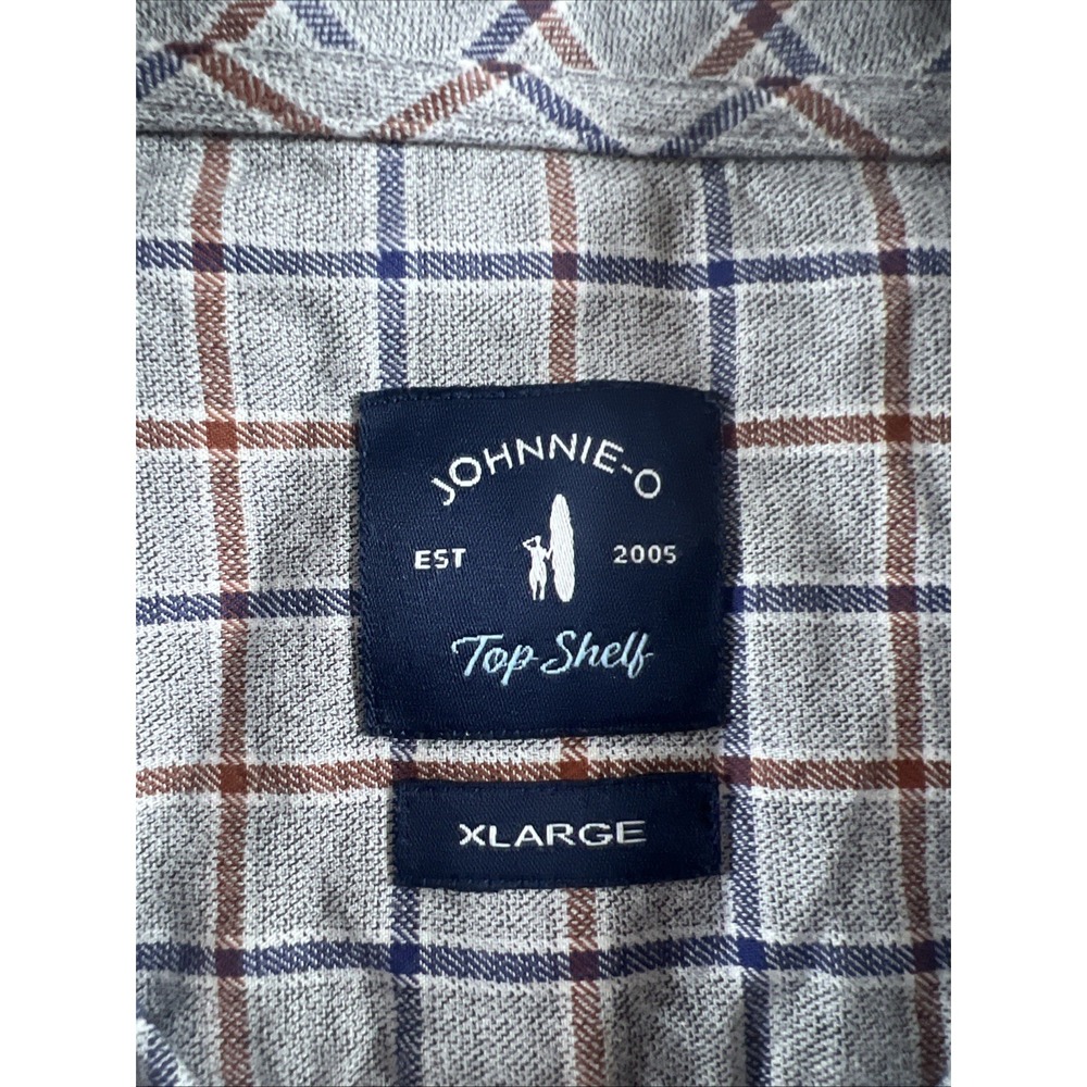 Johnnie-O Top Shelf Button Up Shirt Gray Men's XL Window Pane - Picture 3 of 9